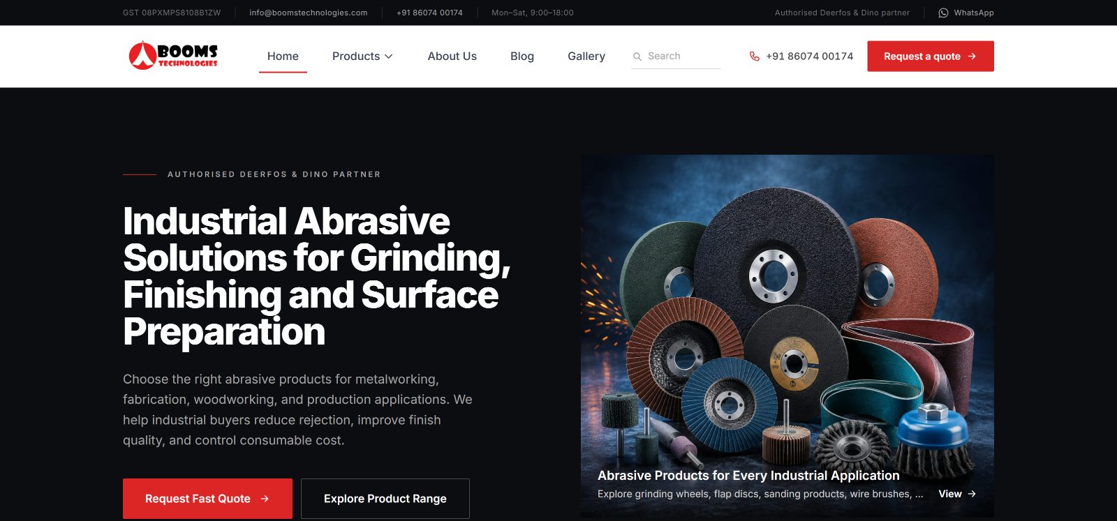 The Booms Technologies website homepage